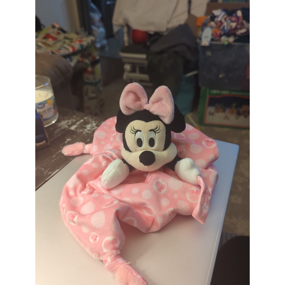 Disney Baby Plush Minnie Mouse Pink Security Blanket Pacifier Holder LOVEY